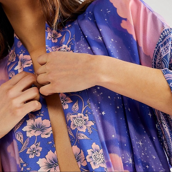 Boho Luna Cosmos Moon&Stars Maxi Kimono, Long Kimono, 100% Cotton, Kimono Sleeve - Picture 4 of 12